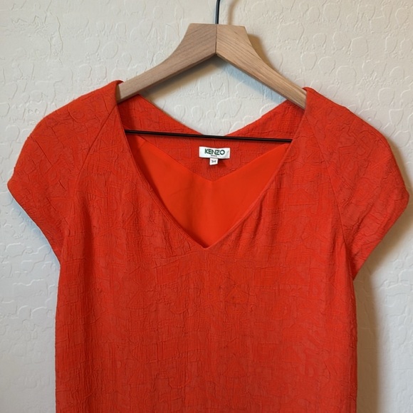 KENZO Paris Orange Jacquard Shift Dress Size 34 = US 2 - Picture 2 of 8